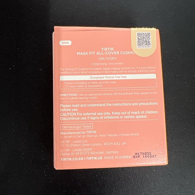 [*Mini Size*] TIRTIR All Cover Pink Cushion | Korean Cushion Foundation, (#21N Ivory, 0.15 Fl Oz)