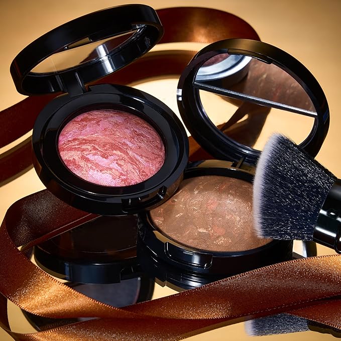 LAURA GELLER NEW YORK 40+ Club Blush-n-Balance 3pc Kit: Baked Balance-N-Brighten Color Correcting Foundation, Light + Retractable Kabuki Brush + Baked Blush-N-Brighten, Tropic Hues