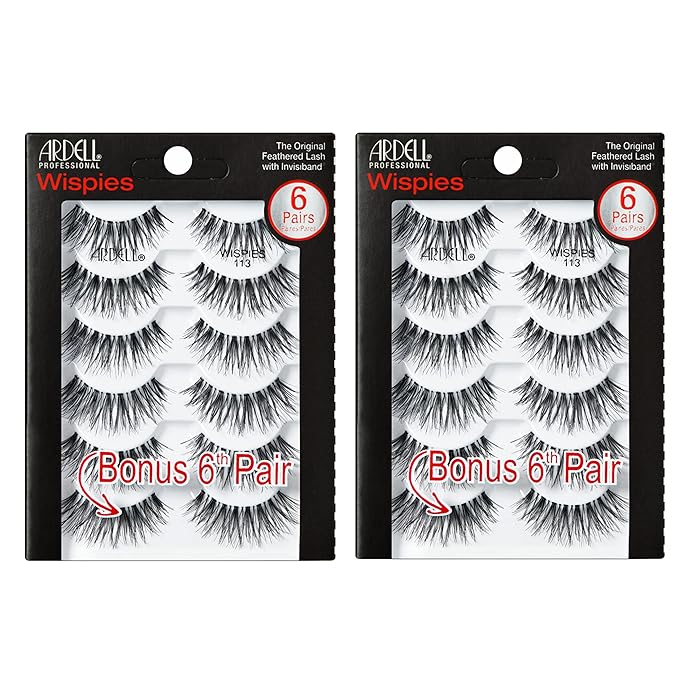 Ardell Wispies 113 Black, 6 Pairs x 2 Pack