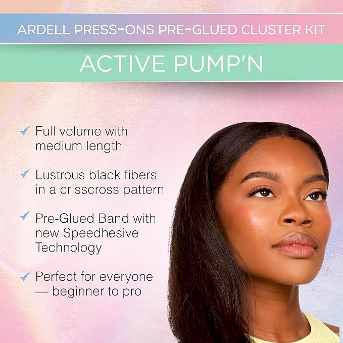 Ardell Active Press On DIY Lash Clusters, False Eyelashes, Cluster Lashes, Pre-Glued Underlash, Eyelash Extensions - Pump'n, 1-pack