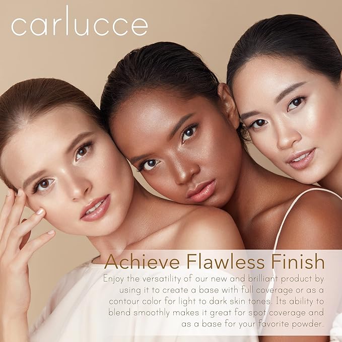 Carlucce Cache Cream 3-in-1 Makeup Color Palette, Raw - Foundation, Concealer & Primer, Medium - Full Coverage, Natural Finish, Vegan & Cruelty Free