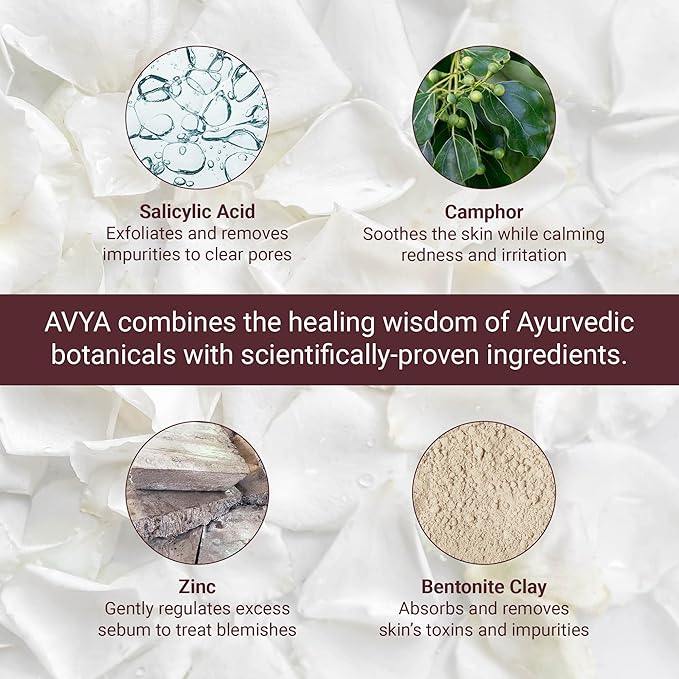 AVYA Hydroveda Essentials Daily Detox Clay Mask (1.7oz) - Bentonite Clay Treatment for Blemishes & Calming Camphor for Inflammation/Remove Impurities and Cleanse Pores