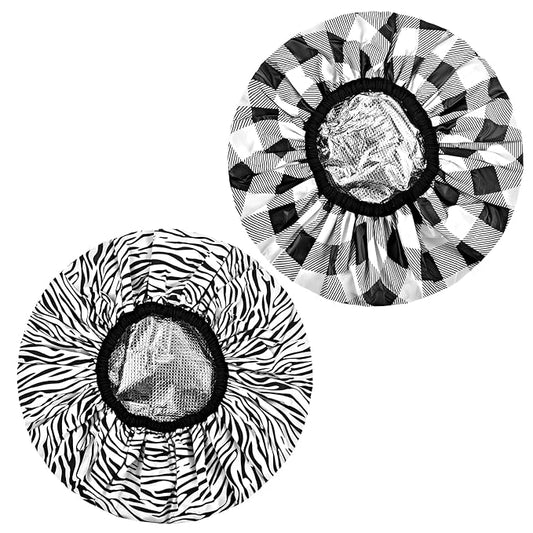 2 Pcs Double Layer Deep Conditioning Cap, Waterproof Reusable Heating Caps for Deep Conditioning Hair Care Tools for Home Salon Use Hair Dyeing Hot Oil Treatment Tools