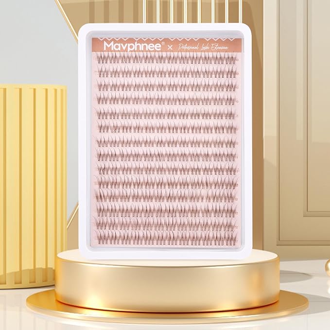 Mavphnee Brown Lash Clusters Natural Cluster Eyelash Extensions 10-12MM C-Curly Lash Extension Individuals 168 Pcs DIY Self Application Lash Extension Clusters for Beginners