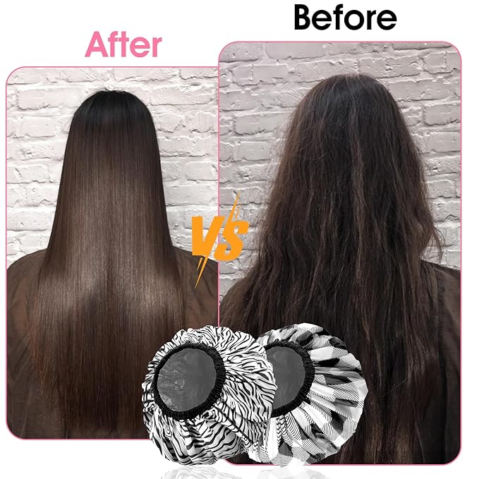 2 Pcs Double Layer Deep Conditioning Cap, Waterproof Reusable Heating Caps for Deep Conditioning Hair Care Tools for Home Salon Use Hair Dyeing Hot Oil Treatment Tools