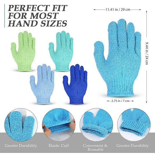 PHOGARY Exfoliating Body Scrubber Glove 10 Pack, Deep Cleaning Shower Gloves Exfoliating for Man, Bath Gloves for Full Body Scrubbing, Premium Wash Gloves for Effective Exfoliation