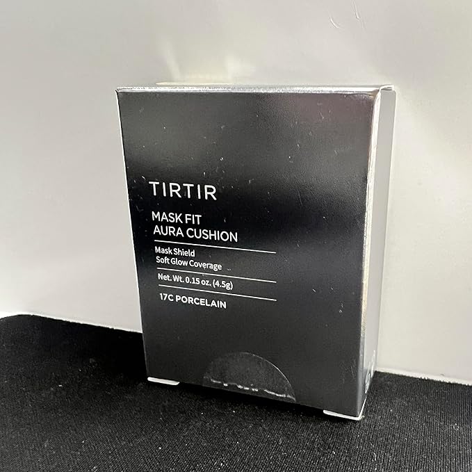 [*Mini Size*] TIRTIR Aura Glow Silver Cushion | Korean Cushion Foundation, (#17C Porcelain, 0.15 Fl Oz)