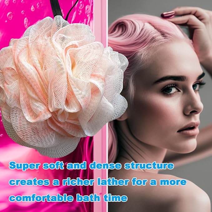 Loofah Sponge, Exfoliating Bath Sponge Body Scrubber Lofa Single Pack - Pink 50g (1 Pack)