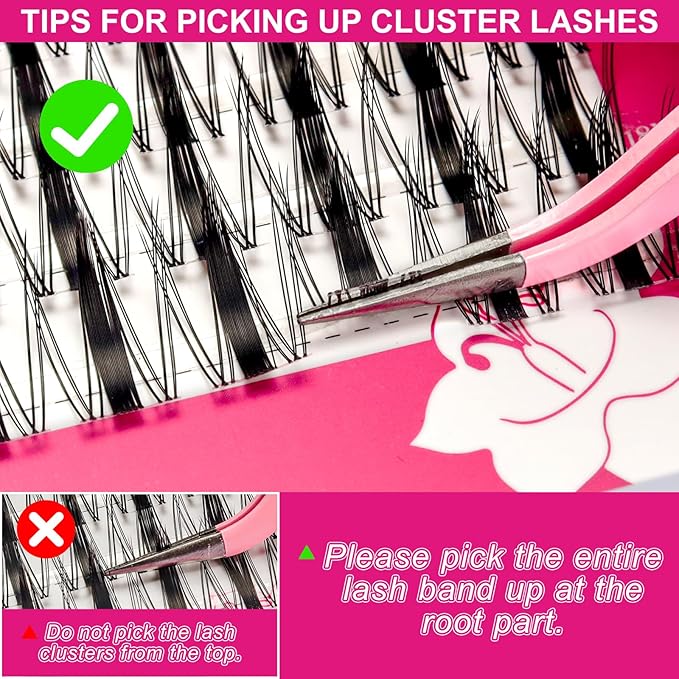 Fairy Lash Clusters Kit Fluffy Individual Lashes D Curl Cluster Eyelash Extensions 10-18mm DIY Lash Extension Kit Lash Bond and Seal Waterproof, Lash Applicator, Fairy-Kit