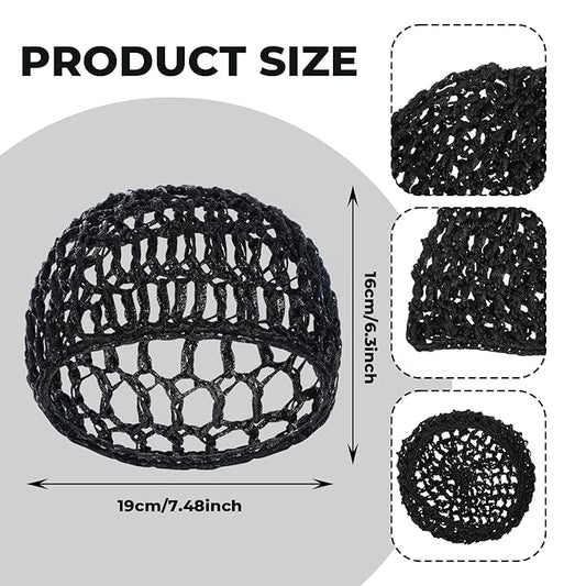 2 Pcs Tubi Hair Wrap Hair Nets For Sleeping Mesh Crochet Hair Net Snood Hat Sleep Cap Shower Cover Ornament Hair Wrap Nets For Women Sleep Black Mesh Crochet Hair Net For Women Black And Gray