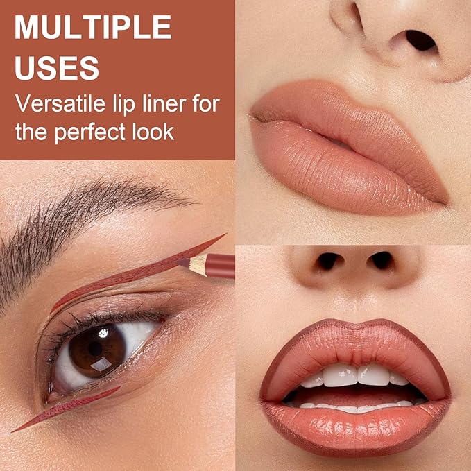 6PCS Lip Liner Set With Sharpener, Pink Rosy, Waterproof, Long-Lasting & Smudge-Proof Matte Pencil, Smooth and High Pigmented Creamy Lip Liners Makeup Set for Women