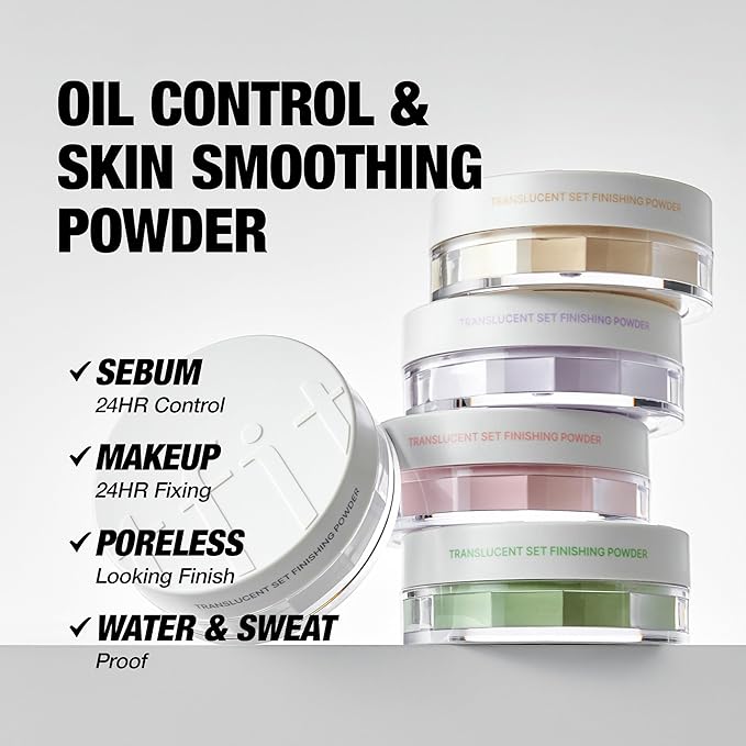 Translucent Set Finishing Powder - Sebum Control Face Loose Powder, Matte & Silky Finish, Lightweight, Long-lasting, Korean Makeup, 0.24 Oz. (2.1 Medium Beige, 0.24 Oz.)