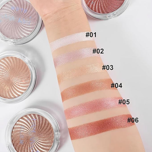 Shiny Face Highlighter Palette 6 Colors Shimmer Glow Finish Face Highlighter Powder Palette Long Lasting Sparkling Highlight Face Illuminator Makeup (Color 05)