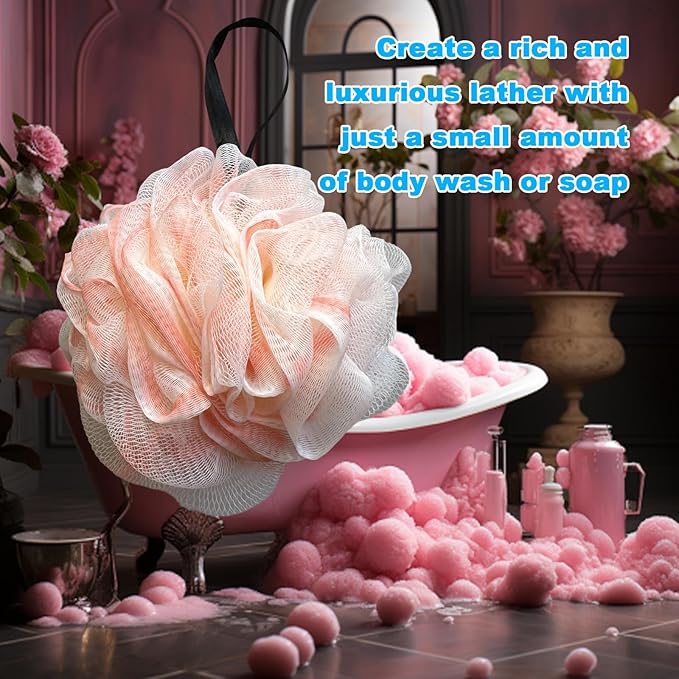 Loofah Sponge, Exfoliating Bath Sponge Body Scrubber Lofa Single Pack - Pink 50g (1 Pack)