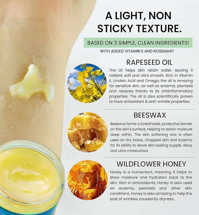 Beeline Original - 100% Natural & Hypoallergenic Alternative to Petroleum Jelly - Lips, Hands, Baby, Makeup Remover and More (2 oz)