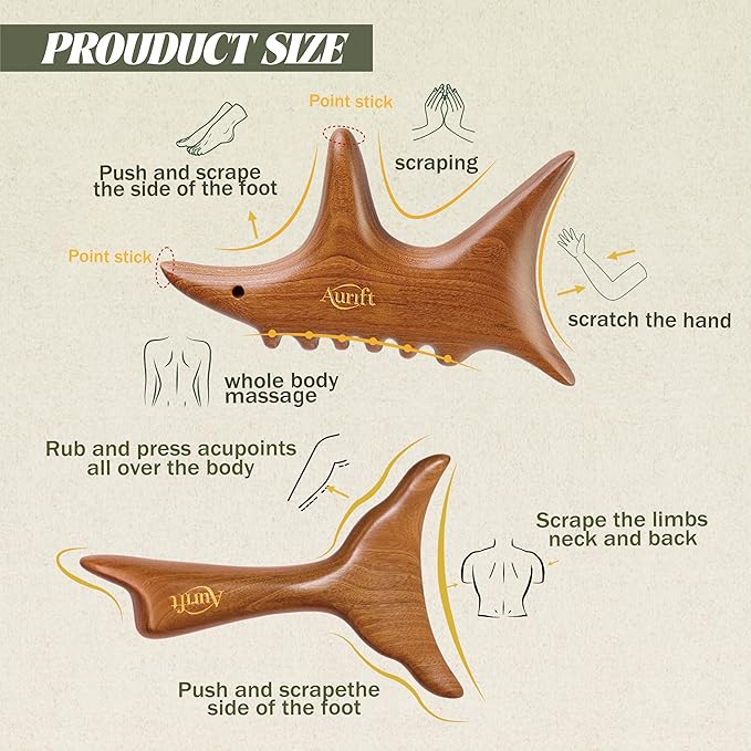 Gua Sha Tool & Acupoint Massage Set, Christmas Gifts for Adults Women, Wood Therapy Massage Tools for Body & Face, Lymphatic Drainage Massager, Jaw Lifting for Relaxation, Foot Self Care