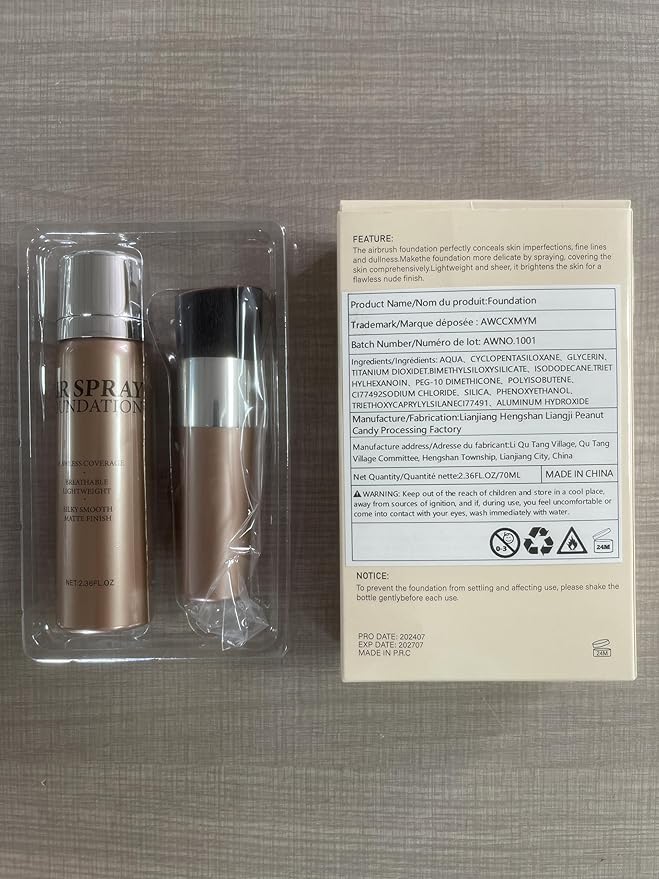 Flawless AirBrush Foundation High Coverage Foundation Smooth Creamy Matte Spray Foundation Makeup Kit For Mature Skin With Natural Nude Finish #Beige