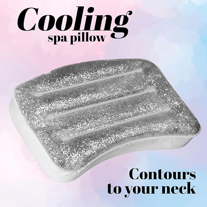 Spa Pillow with Glitter Gel - 1pc Cooling Spa Pillow for Bathtub and Hot Tub Relaxation | Luxury Bath Products & Spa Accessories for Women