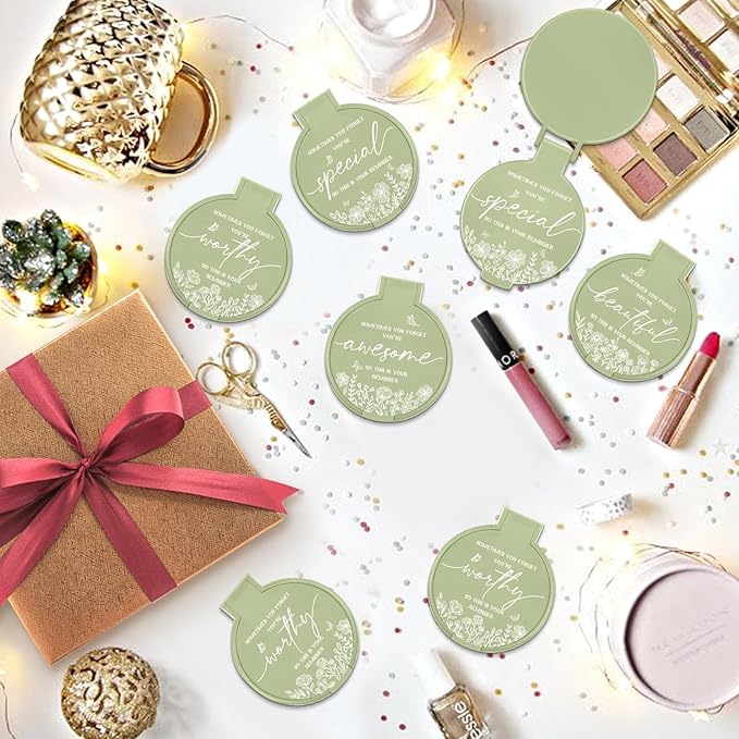 100 Pcs Inspirational Compact Mirror Bulk Small Pocket Mirror Purse Round Portable Folding Makeup Mirror Mini Compact Mirror Gifts for Women Coworker Employee Teacher