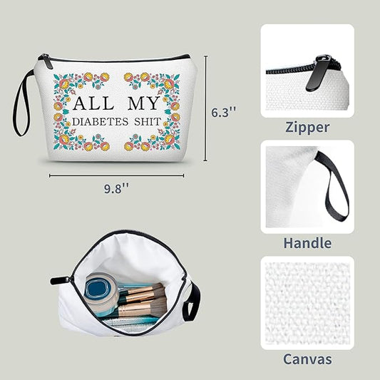 Diabetic Gifts,Diabetes Travel Case,Medicine Pouch,Small Cosmetic Bag,Diabetic Bags,Medicine Bags for Pills,Makeup Bag Travel,Diabetes Accessories,Pill Pouches,Christmas Gift