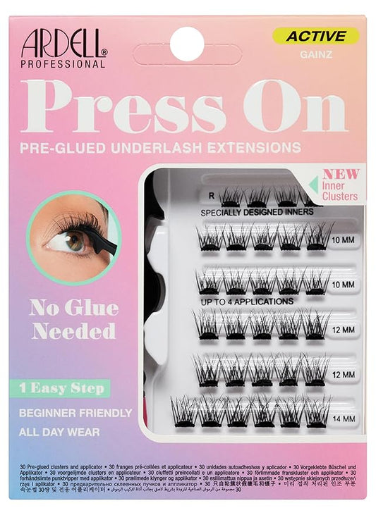 Ardell Active Press on DIY Lash Clusters, False Eyelashes, Cluster Lashes, Pre-Glued Underlash, Eyelash Extensions, Gainz, 1-pack