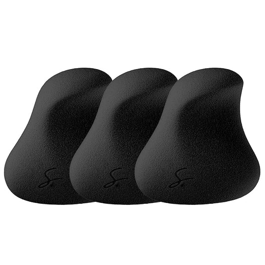 Complexion Pro Beauty Blender Sponge, Black, 3 Piece Set - Ergonomic Makeup Sponge and Beauty Blender, Essential Make up and Blending, Multipurpose Makeup Kit Facial Sponge