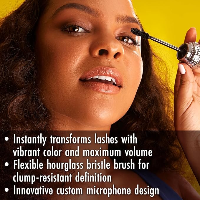 Black Radiance Cross Colours Mic Drop Mascara, Pigment-Rich Smudge-Resistant Formula, Intense Lash Volume, Built-In Flexible Brush, Paraben-Free & Cruelty-Free - Check 1 Black