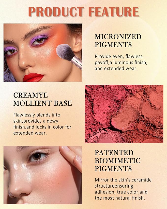 Matte Face Blush Palette with Brush-6 Color High Pigment Silky Mineral Blendable Blusher Contour Powder for Cheeks,Longlasting Facial Beauty Cosmetic,Mother's Day Makeup Gift for Women Girl-Set 02