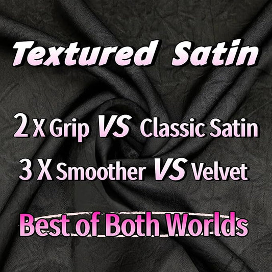 Serenade Textured Satin Heatless Curls Overnight, Heatless Hair Curler Curling Set for Women and Girls to Sleep in, with 2 Satin Scrunchies and 1 Clip for Overnight Curls, Black