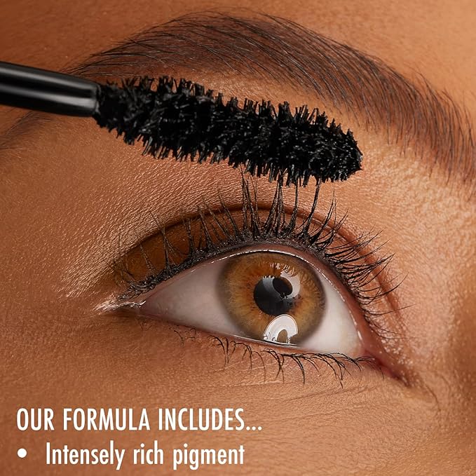 Black Radiance Cross Colours Mic Drop Mascara, Pigment-Rich Smudge-Resistant Formula, Intense Lash Volume, Built-In Flexible Brush, Paraben-Free & Cruelty-Free - Check 1 Black