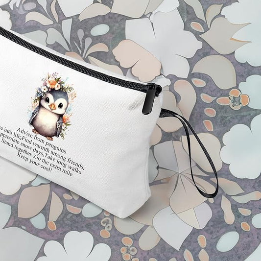 Penguin Gifts for Women Penguin Cosmetic Bag for Women Pouch Penguin Makeup Bag Penguin Cosmetic Bag Penguin Spirit Gift (White penguins gifts)
