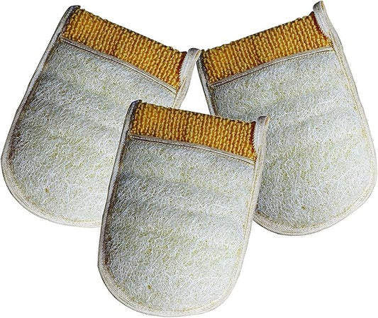 3 Pack 7" x 5.8" (17.5 x 14.5 cm) Bath Loofah Luffa Loffa Lofa Loofa Pads Pad Mitt Bath Pouf Mesh Exfoliating Shower Egyptian Scrubber Sponge 100% Natural Organic SPA Beauty Body Luxurious Premium