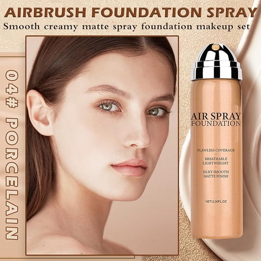 Airbrush Flawless Setting spray,Hydrating Full Coverage Foundation for Smooth Radiant Finish,Breathable Blendable,Lightweight Silky Foundation Makeup for Mature Skin(04 Porcelain)