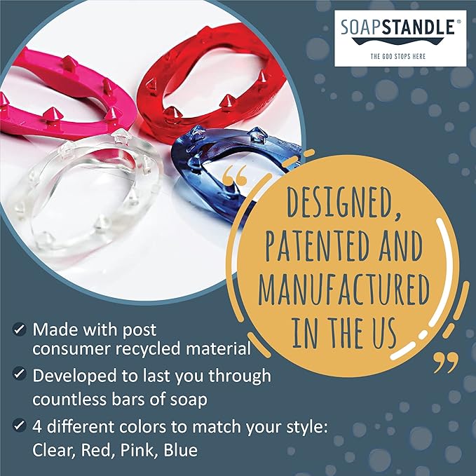 Bar Soap Gripper No Goo or Mess Soap Holder for Bath and Showers 2 Pack, Blue