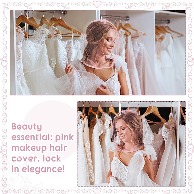 Loopeer 6 Pcs Makeup Protector Hood Washable Light Airy Nylon Chiffon Makeup Hood Zipper Closure Reusable Make up Face Cover for Women Girls Beauty Weddings (Pink)