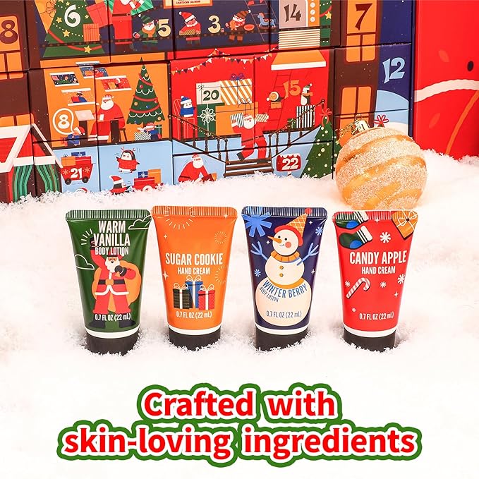Advent Calendar 2024 Adult, Holiday Gift Baskets for Women with Hand Cream, Epsom Salt, Candle, Necklace, Brooch, Ear Clips, Skincare Beauty Advent Calendar, Happy New Year Countdown Calendar Gift Set