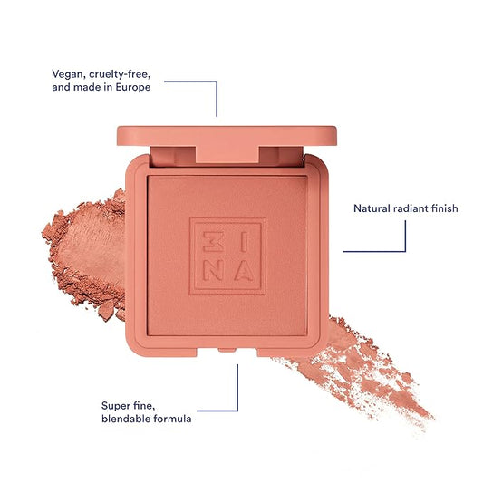 3INA The Blush 369 - Natural, Light Mineral Powder Blush For Sensitive Skin - Blendable, Buildable Rouge To Give Skin A Pigmented, Dewy Glow - Vegan, Cruelty Free, Eco Friendly Blush Makeup - 0.26 Oz