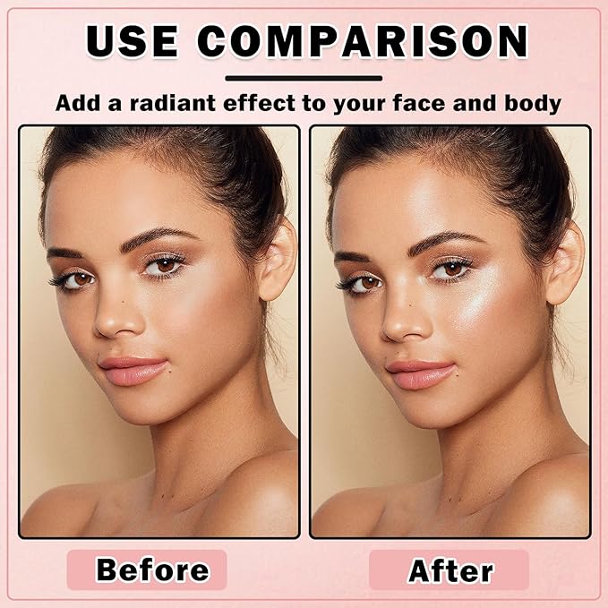 AWCCXMYM Glitter Powder Highlighter Powder Smooth Brighten Natural Flawless Mineral Shimmer Powder Makeup for Face Body Hair Instantly Glowing Vegan & Cruelty Free 02#Fairy Pink