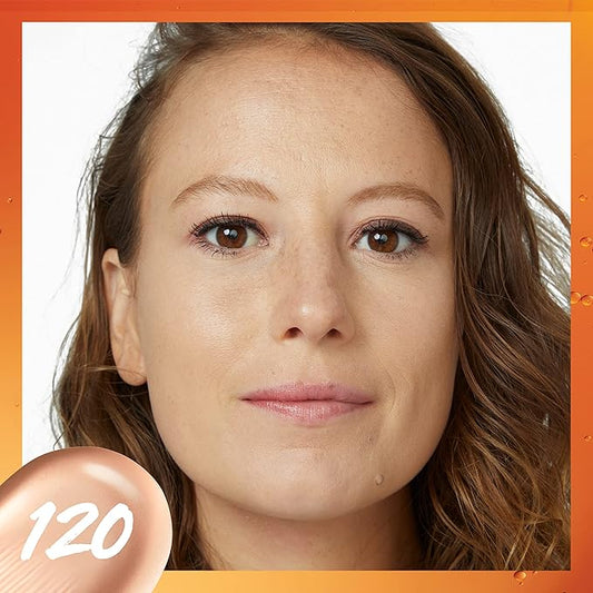 Maybelline Super Stay Up to 24HR Skin Tint, Radiant Light-to-Medium Coverage Foundation, Makeup Infused With Vitamin C, 120, 1 Count