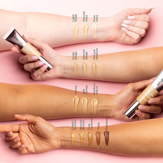 MCoBeauty Miracle Flawless Skin Foundation, 5 Natural Beige, Natural, Buildable Coverage for All-Day Wear, Vegan, Cruelty Free Cosmetics