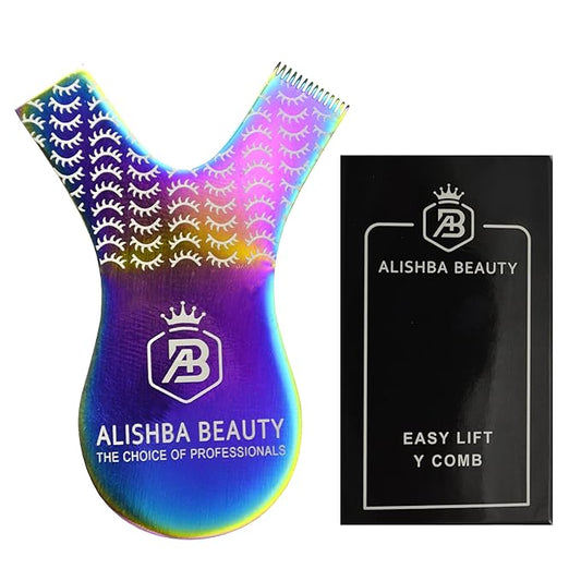 ALISHBA BEAUTY STAINLESS STEEL EASY LIFT Y-COMB SHAPE LASH LIFT BRUSH LASH LIFT PERM TOOL, TINT TOOL, EYELASH LIFT & MAKEUP BEAUTY TOOL FOR LASH GRAFTING YCOMB TOOL (RAINBOW)