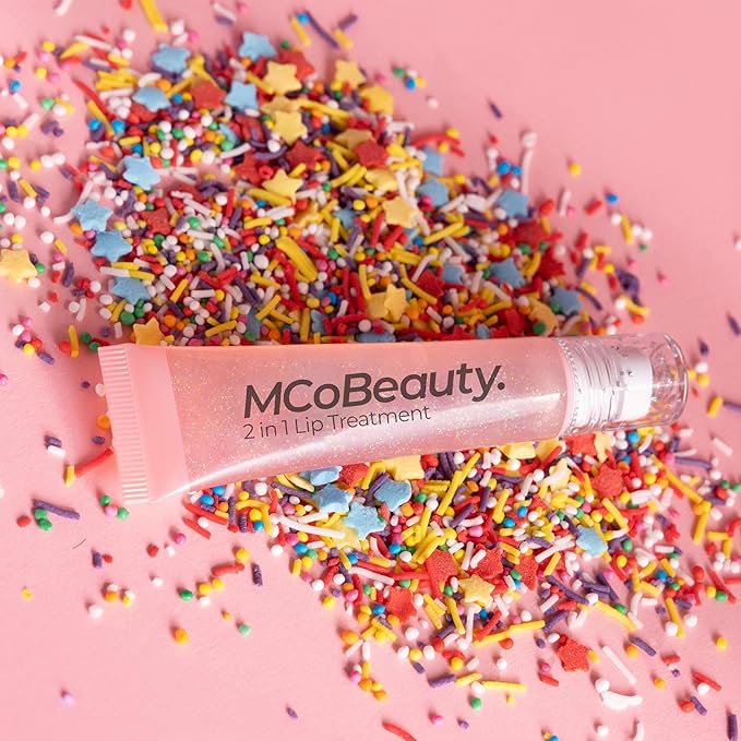 MCoBeauty 2-in-1 Glow & Treat Lip Oil, Birthday Edition, Hydrating Tint for Luscious Lips, Vegan, Cruelty Free Cosmetics