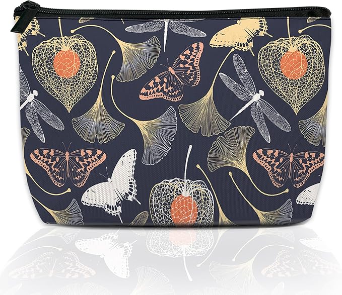 Makeup Bag Gold Glitter Leopard Cosmetic Bag for Women, Waterproof Large Capacity Travel Organizer 9.5×5.9 Inch