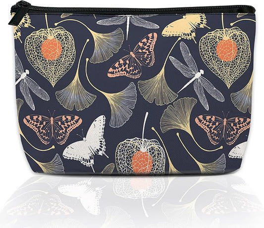 Makeup Bag Gold Glitter Leopard Cosmetic Bag for Women, Waterproof Large Capacity Travel Organizer 9.5×5.9 Inch