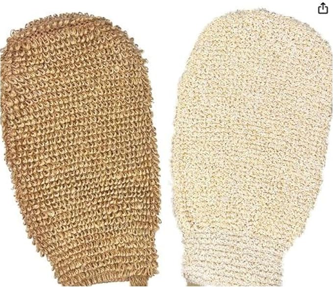 Hemp Bath Gloves for Shower, Exfoliating Body Scrubbers, Organic Bath Mitts Washcloths for Women and Men, 2 Pack
