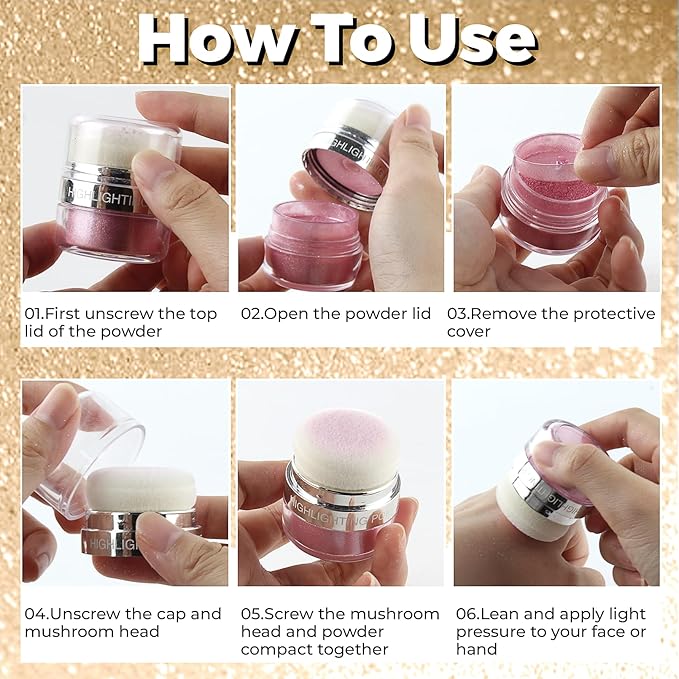 Body Shimmer Powder, Glitter Highlighter for Face, Liquid Highlighter Blush Body Glow Shimmer Powder Fairy Brightening Makeup Stick for Eyes, Hair (Blue, 1.13 Oz)