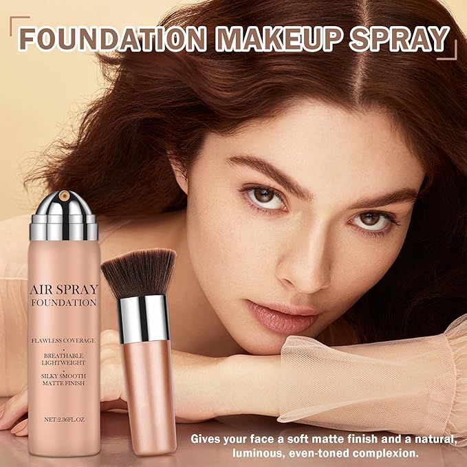 CAHIUYOA AirBrush Spray Foundation Makeup Silky Full Coverage Airbrush Flawless Foundation for Mature Skin,Long Lasting Natural Matte Finish Air Brush Makeup Foundation - 01 Natural/Warm Porcelain