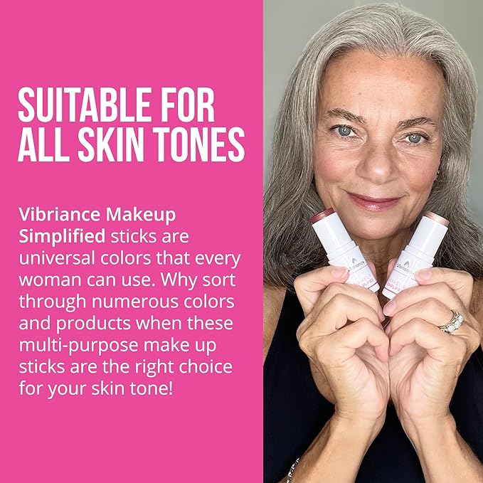 Vibriance Makeup Gift Set | Radiance and Illuminate Cosmetics Sticks Bundle of 2 - Multi-Purpose Highlighter, Lipstick, Contour, Cream Blush for Mature Skin - Sulfate, Paraben Free