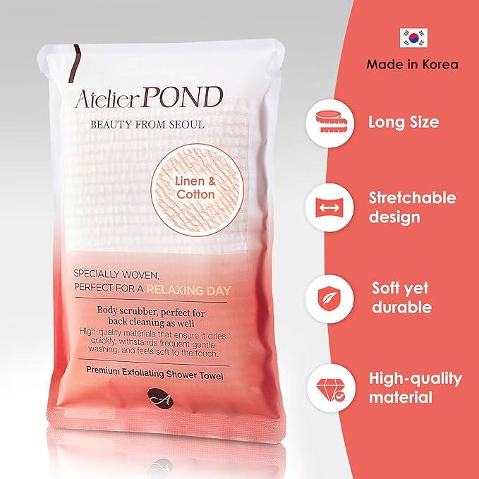 Korean Premium Exfoliating Washcloth – Made of Cotton & Linen for a Relaxing Day, Spa-Quality for Relaxation, Made in Korea