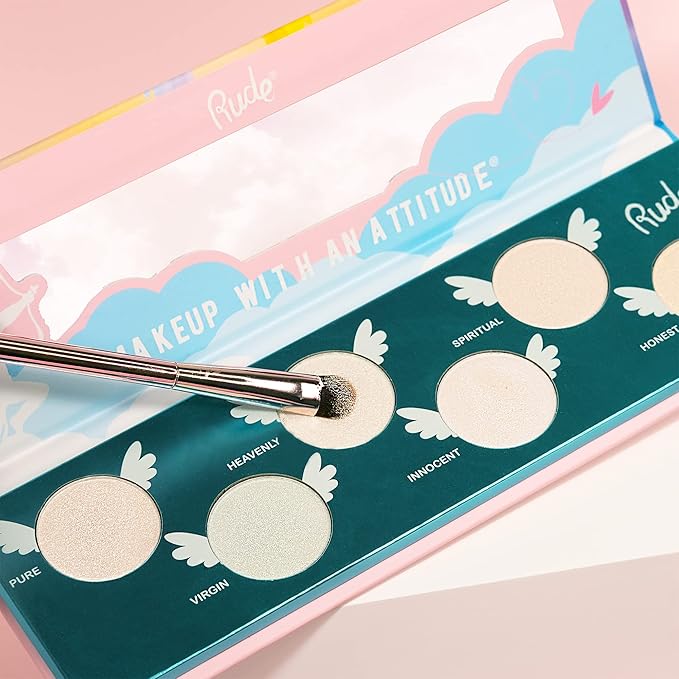 Angelic Glow Highlighter and Eyeshadow Palette by Rude Cosmetics for Women - 0.32 oz Makeup